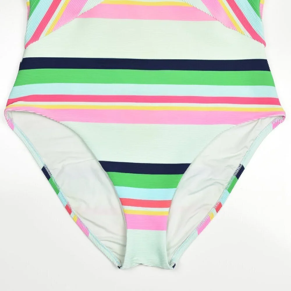 Trina Turk Ribbed Rainbow Deco Stripe One Piece Swimsuit - 14 - Picture 4 of 8